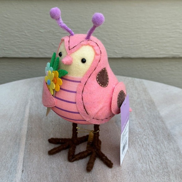 Target Spritz Easter 2024 Spring Featherly Friend Fabric Bird Decor Pink Ladybug - Picture 2 of 9